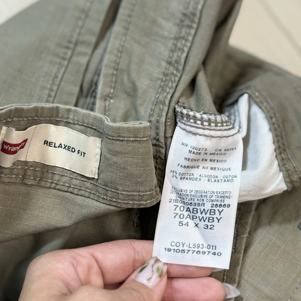 Wrangler Relaxed Fit Cargo Pants Mens 54x32 Khaki Ripstop Utility Work Tactical